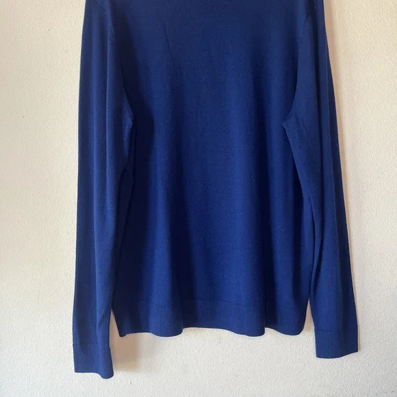 Nordstrom Men's Merino Wool  Blue Crew Neck Pullover Sweater XL Preppy Luxury - Picture 4 of 11